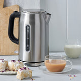 Sleek 1.7L Cuisinart electric kettle features rapid boiling, dual water windows, and a one-touch lid for convenience.