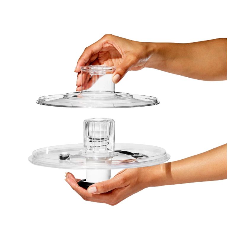 Elegant glass salad spinner with non-slip knob, doubles as colander, 5.9L bowl capacity, and dishwasher safe for easy cleanup.