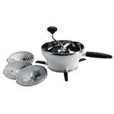 OXO Good Grips Food Mill with stainless steel bowl, three grinding discs, and ergonomic design for effortless purees and sauces.