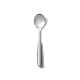 Durable stainless steel serving spoon with deep well design and non-slip grip for effortless scooping and serving.