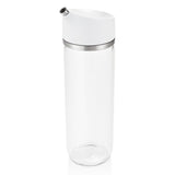 Elegant glass oil dispenser with stainless steel accents, featuring two flow speeds for precise pouring of oil or vinegar.