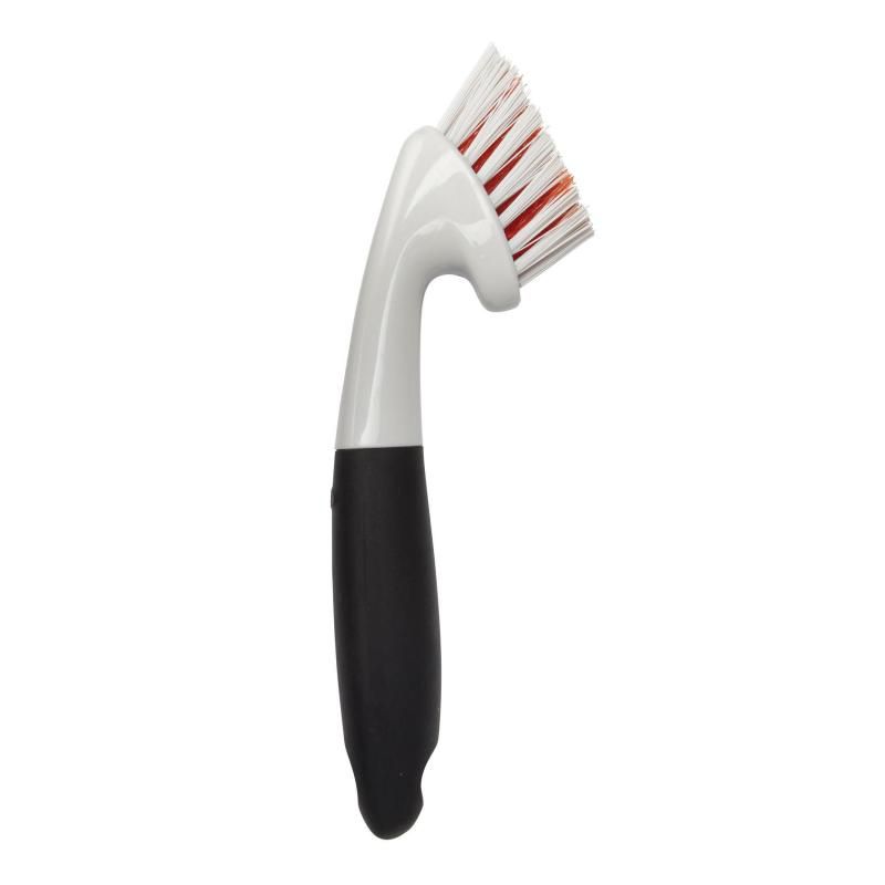 OXO Good Grips Grout Brush with firm bristles and ergonomic handle, ideal for cleaning grout, tiles, and tight spaces.