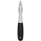 OXO Good Grips Grout Brush with ergonomic handle and firm bristles for cleaning grout, tiles, and tight spaces efficiently.