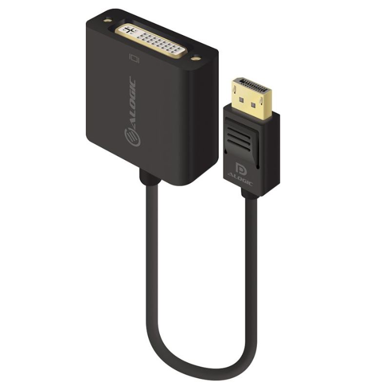 Alogic 15cm DisplayPort to DVI adapter with gold-plated connectors for high-resolution displays and stable signal integrity.