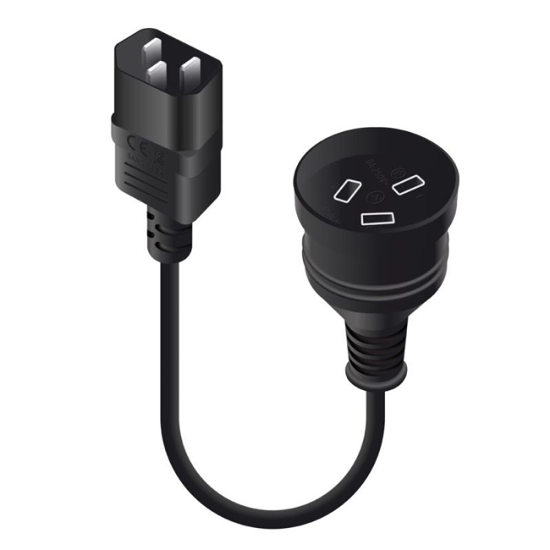 Alogic IEC C14 to Aus 3 Pin Mains Plug - Male to Female - 15cm