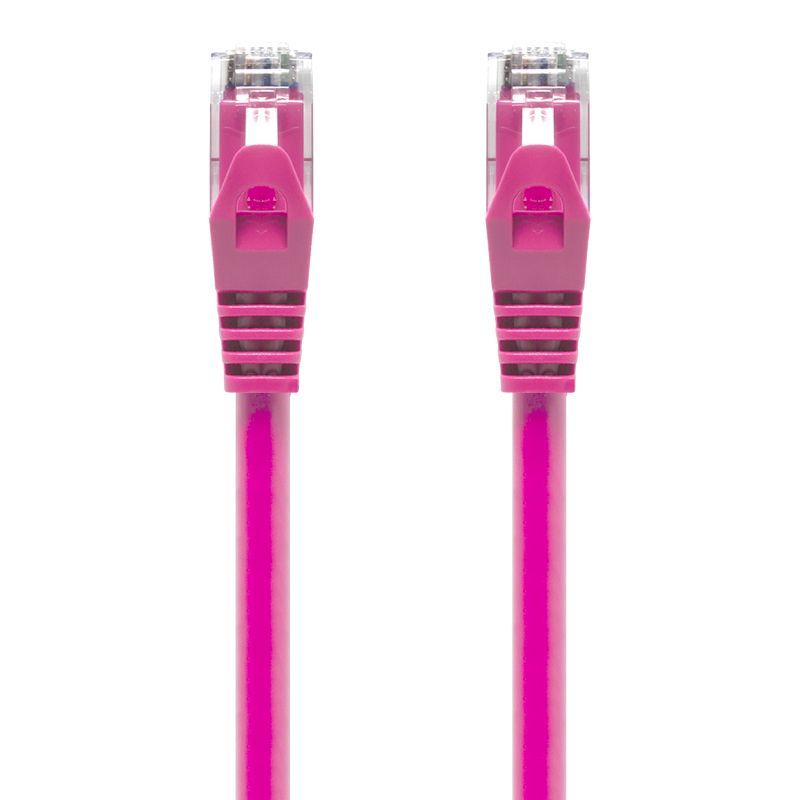 Alogic Pink CAT6 Network Cable, 24AWG stranded copper, 50µm gold RJ45 connectors, RoHS compliant, 2-year warranty.