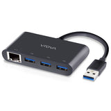 Alogic 3-port USB 3.0 hub with Gigabit Ethernet adapter for fast data transfer and stable internet connectivity, sleek and portable.