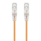 Alogic Orange Ultra Slim Cat6 Network Cable, 0.5m length, 28AWG, with gold-plated RJ45 connector and snag-less boot.