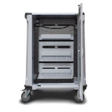 Alogical Smartbox trolley for 32 devices, features robust design, efficient cable management, and mobility with castors.