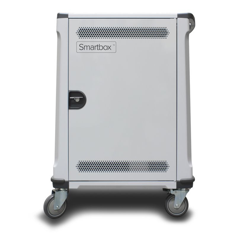 Alogic Smartbox charging trolley for 32 devices, featuring efficient storage, mobility, and safety ventilation.