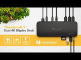 Alogic Thunderbolt 3 Dual Display Docking Station in black, supports 4K resolutions, multiple ports, and power delivery.