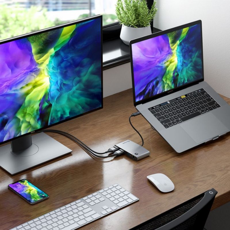 Alogic ThunderBolt 3 Portable Docking Station with dual 4K DisplayPort, multiple USB ports for versatile connectivity.