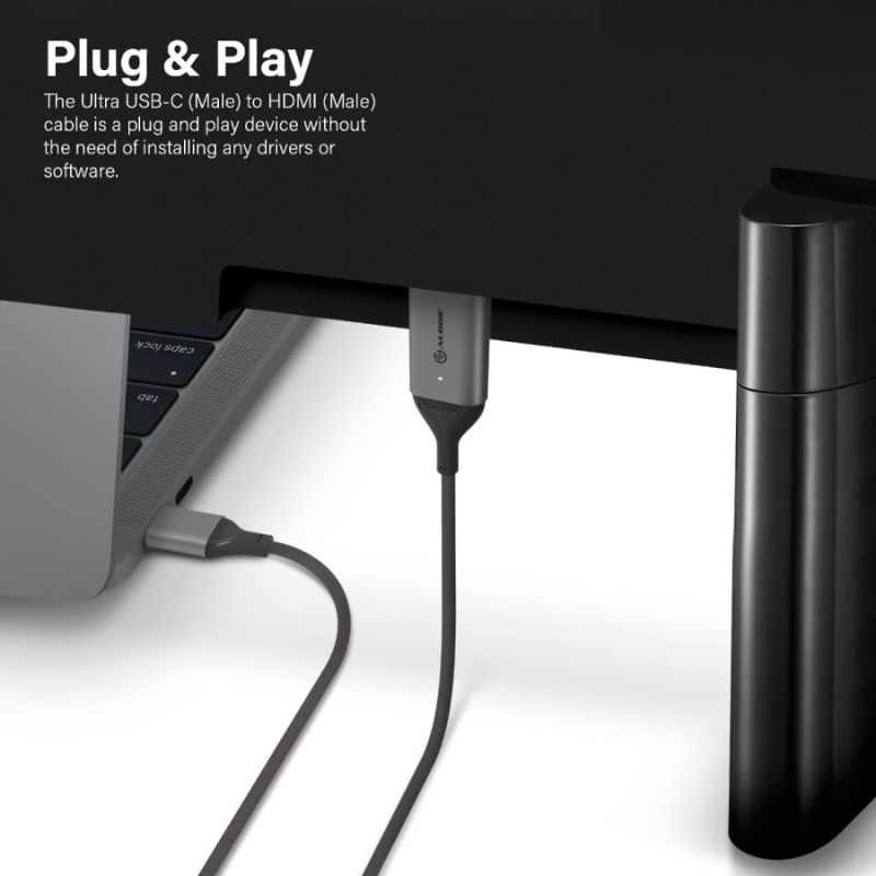 Alogic USB-C (Male) to HDMI (Male) Cable - Ultra Series - 4K 60Hz -Space Grey