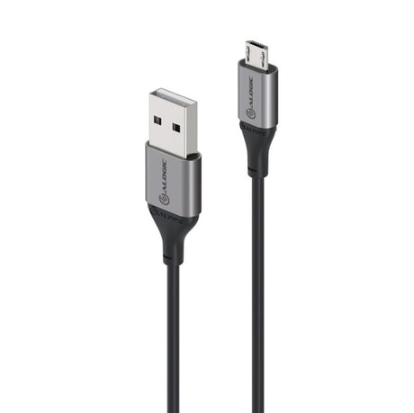 Alogic Ultra USB 2.0 USB-A to Micro-B cable for fast charging and data transfer, durable aluminum and TPE construction.