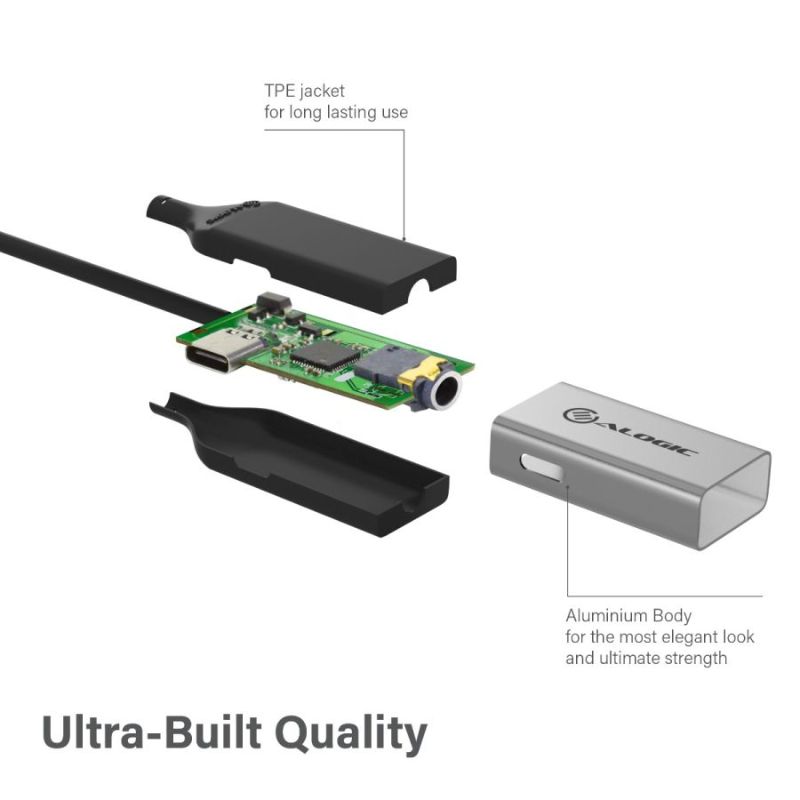 Alogic 10cm USB-C (Male) to 3.5mm Audio (Female) & USB-C (Female) Charging Combo