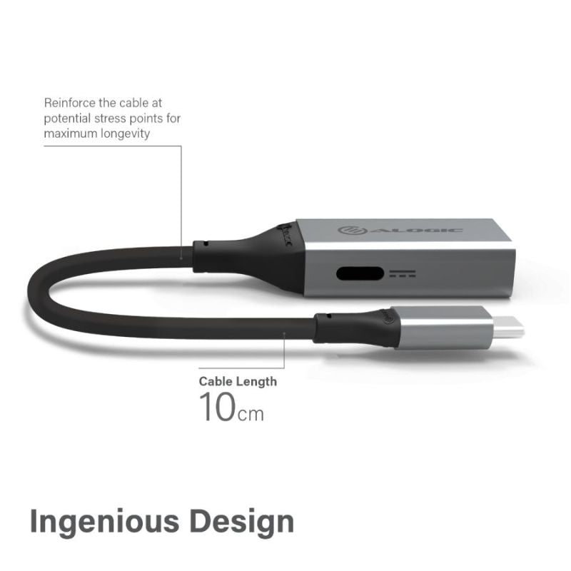 Alogic 10cm USB-C (Male) to 3.5mm Audio (Female) & USB-C (Female) Charging Combo