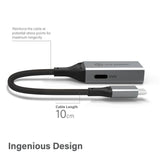 Alogic 10cm USB-C (Male) to 3.5mm Audio (Female) & USB-C (Female) Charging Combo