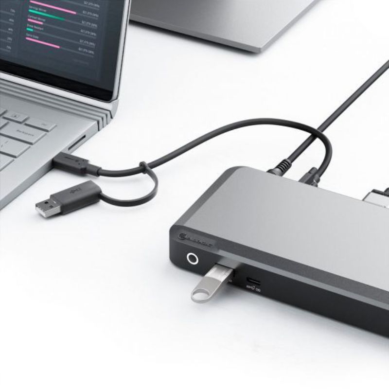 Alogic DX2 Dual 4K Docking Station with 100W Power Delivery, featuring multiple connectivities for enhanced productivity.