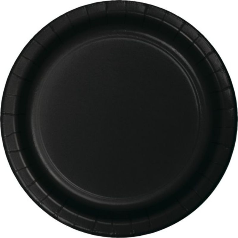 Elegant black velvet disposable dinner plates, 23cm, perfect for stylish gatherings, pack of 24 for convenience.