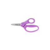 Colorful 5-inch pointed scissors for kids, featuring safety-edge blades and ergonomic handles for comfort and control.