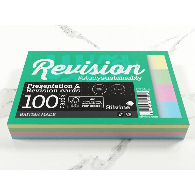 Luxpad Recycled Revision and Presentation Cards Dot Grid 6x4 100 Cards Assorted