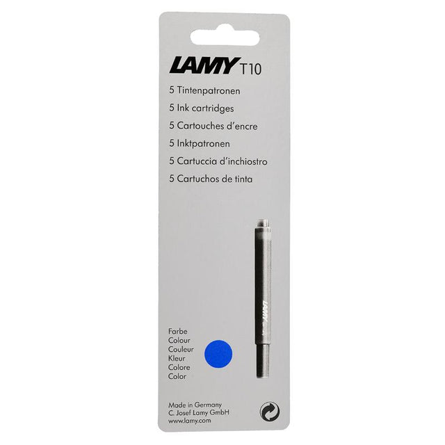 Lamy Ink T10 Blue Hangsell with five cartridges for smooth writing in Lamy fountain pens, excluding Lamy 2000.