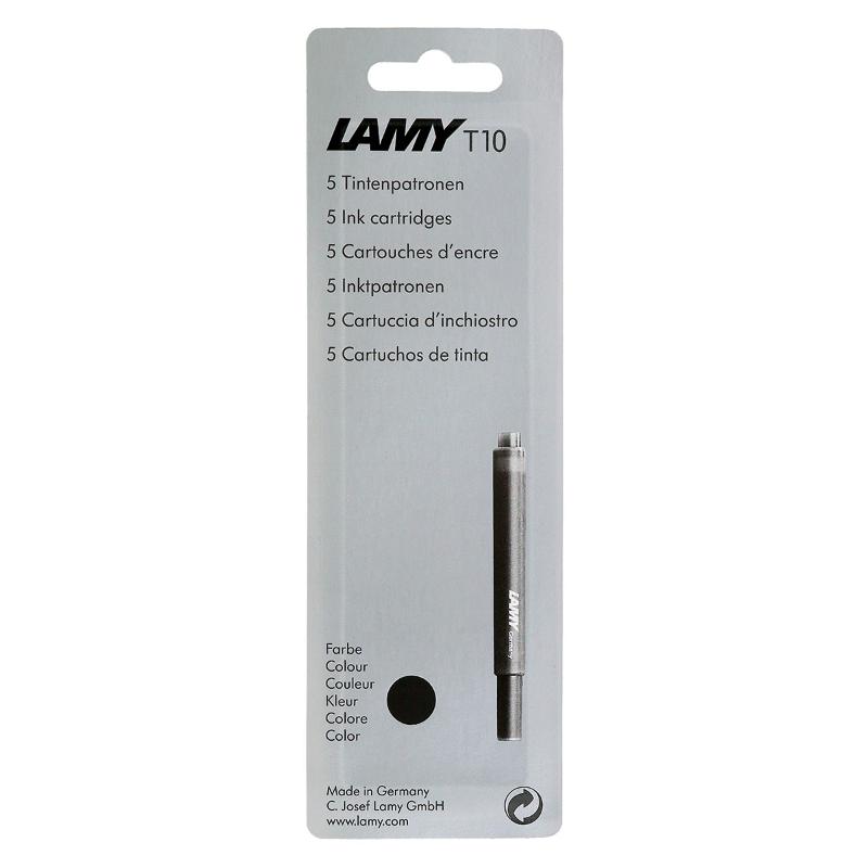 Lamy T10 Black ink cartridges - pack of 5, designed for Lamy fountain pens (excluding Lamy 2000), rich black ink.