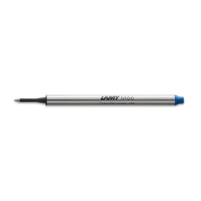 Lamy M66 Medium Blue rollerball refill, delivering smooth ink flow and vibrant color for refined writing experiences.