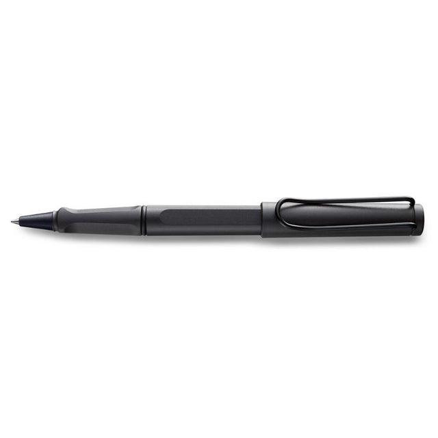 Lamy Safari Rollerball in Charcoal, featuring ergonomic grip, sleek design, and black ink for smooth writing experiences.