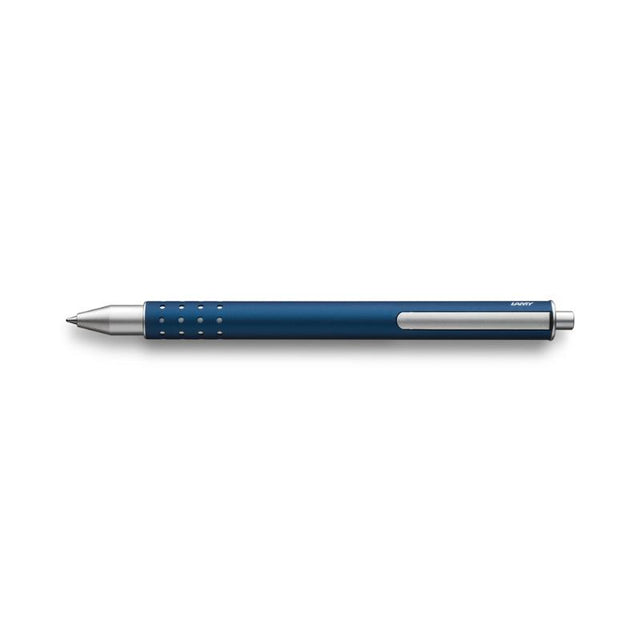 Lamy Swift Rollerball in Imperial Blue features a capless design, retractable clip, and elegant matte finish for effortless writing.