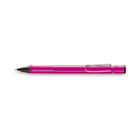 Lamy Safari Mechanical Pencil in vibrant pink with ergonomic grip, 0.5mm lead, built-in eraser, and stylish design.