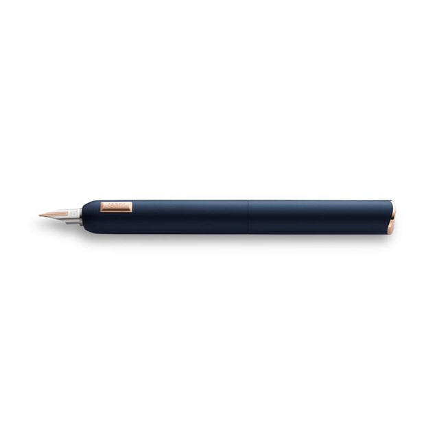 Lamy Dialog cc Fountain Pen in Medium Blue with gold nib, twist mechanism, and luxurious gift presentation, ideal for elegant writing.