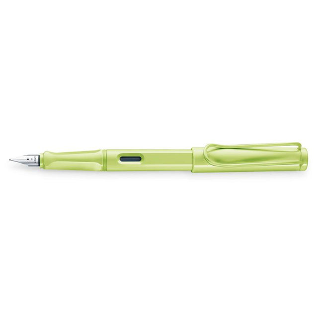 Lamy Safari Fountain Pen in vibrant Springgreen with ergonomic grip and fine stainless steel nib for smooth writing.