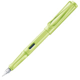 Lamy Safari Fountain Pen in vibrant Springgreen, featuring a fine stainless steel nib and ergonomic grip for comfortable writing.