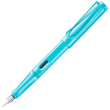 Lamy Safari Fountain Pen LE Aquasky in aqua blue, featuring ergonomic design, polished steel nib, and durable ABS plastic body.