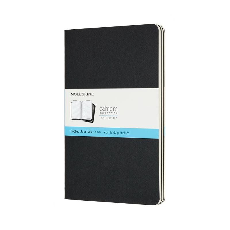 Moleskine Cahier Journals pack of 3, featuring durable cardboard covers, detachable pages, and acid-free paper for versatile note-taking.