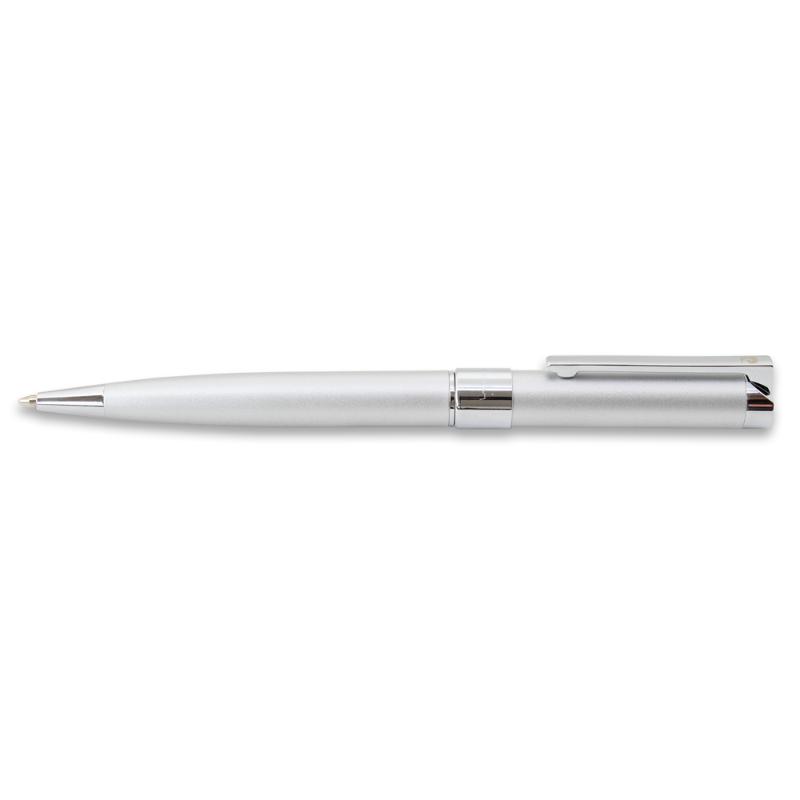 Elegant Pierre Cardin Noblesse satin chrome ballpoint pen with twist action, featuring a luxury finish and smooth writing performance.