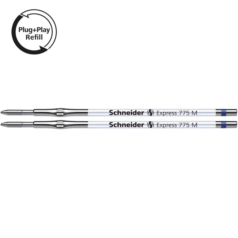 Schneider Refill 775 Medium Blue Blister with 2 high-quality ink refills for smooth, reliable writing and drawing.