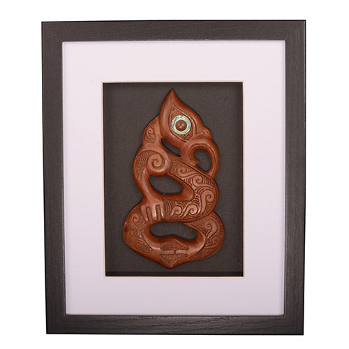 Shadow Box Wall Art with Hand Carved Wood Manaia