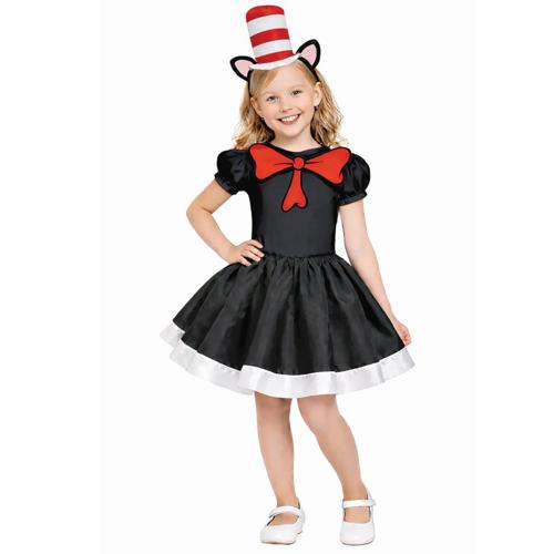 Dr Seuss Cat in the Hat Girls Costume Set 4+