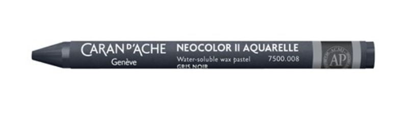 Pack of 10 Caran d'Ache Neocolor II Black Grey crayons, featuring high pigment concentration for vibrant, long-lasting artwork.