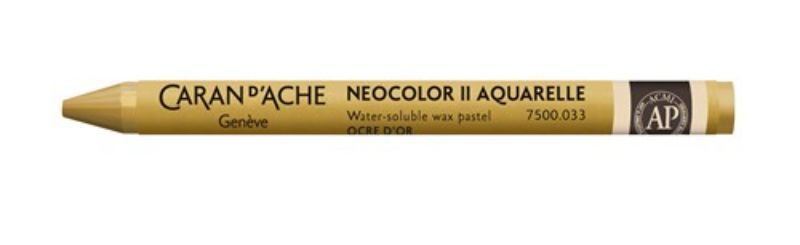 Pack of 10 Caran D’ache Neocolor II Golden Ochre crayons for vibrant, blendable art, perfect for various techniques.