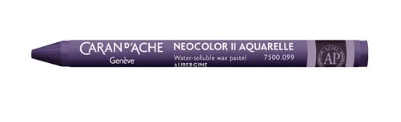 Caran D'ache Neocolor II Aquarelle Pastel Crayons in AUBERGINE, featuring rich pigmentation for versatile wet and dry techniques.