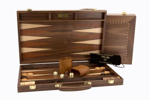 Dal Rossi Backgammon, walnut With Handle, 18