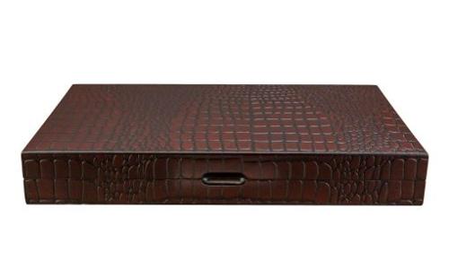 Dark Wooden Crocodile Engraved Design Backgammon 15