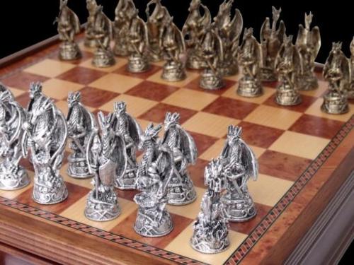 Dal Rossi Italy, Dragon, Pewter Chessmen ONLY