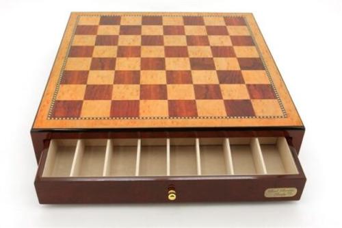Dal Rossi Italy, Chess Box Only with Drawers 18 Shiny Mahongany Finsh
