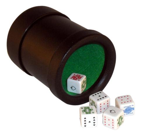 Poker Dice Cup with five dice
