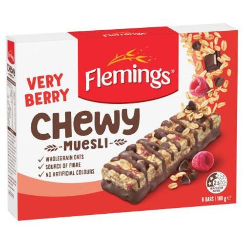 Flemings - Muesli Bar Chewy Very Berry - 6PC