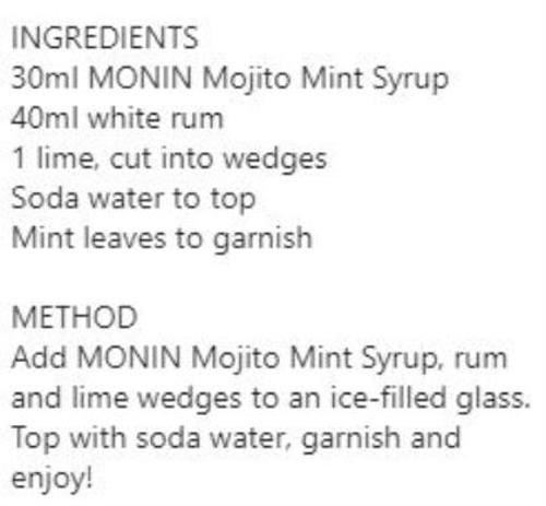 Monin - Syrup Mint Mojito - 700ML